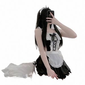 Sexiga underkläder kvinnor franska aprids maid dr t trosor bh set erotiska kostymer cosplay lolita enhetlig sexig underkläder sexkläder l51b#