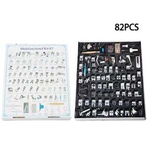 Machines 32/82pcs Sewing Machine Presser Foot Press for Brother Singer Kit Braiding Blind Stitch OverLock Zipper Ruler Parts Sewing Tools