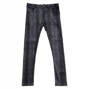 Calças masculinas Homens Plus Size Leite Seda Casual Versão Atualizada Lápis Calças Slim Bottoms Imitam Snakeskin Grão Leggings Altas Elásticas