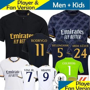 Maglie da calcio 23 24 Real Madrid Camisetas 2023 2024 Casa Trasferta Terzo Vini Jr Modric Bellingham Courtois Arda Ger Fans Versione giocatore Otfbx