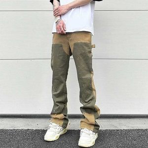 Męskie Jeans Street Splating Spotted Ink Mens Micro Flash Pants CleanFit Casual Wash Torba Prosta dżinsowe spodnie Y2K Dżinsy J240328