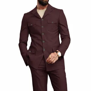 Burdy Men's Suit 2-częściowy pojedynczy piersi Blazer Wedding Groom Tuxedo Indian Style Elegancki garnitur męski XS-5XL N2HC#