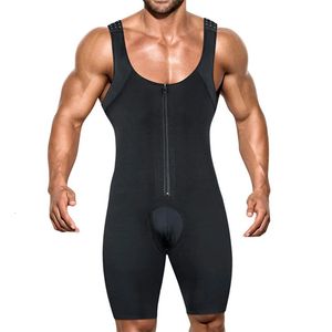 Mens Shapewear Bodysuit Full Body Shaper Compression Slimming Suitable dragkedja Corset Butt Lifter Ben Magen Kontrollbälte 240322