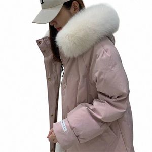 2022 New X-LG Winter Jacket Women Coat 90％White Duck Down Real Natural Fox Fur Hood Rooles Warm Outerwear Fi Streetwear P0ve＃