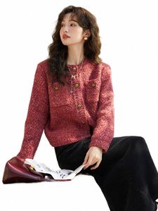 Mishow suéter cardigã feminino, outono inverno 2023, grosso, quente, mistura de lã, cardigans, gola redonda, top de malha, mxc55z0374 t160 #
