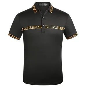 Polos masculinos bordados de alta qualidade camisa polo de malha verão gola casual respirável topo de manga curta t-shir