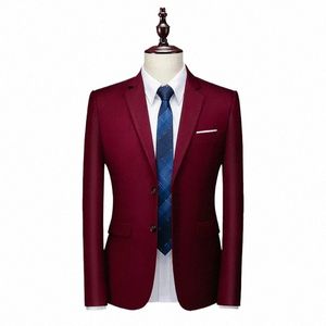 16 Colors M-6XL Men's Fi Blazer Slim Fit Busin Casual Suit Jacket Wedding Dr Banquet Solid Color Top Stage Host W8Fk#