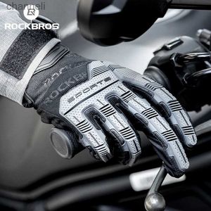 Tactical Gloves ROCKBROS Cycling SBR Thickened Pad Shockproof Breathable GEL Bike Motorcycle Winter Warmer Full Finger YQ240328