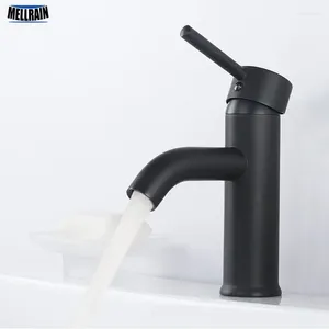 Rubinetti per lavandino del bagno Rubinetto in ottone nero opaco Miscelatore per lavabo monoforo freddo Rubinetto per WC con maniglia rotonda semplice