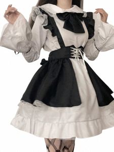 Roupa de empregada feminina lolita cosplay bonito sexy erótico kawaii café traje preto branco masculino uniforme abril dr bonito bowknot mucama 52en #