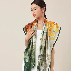 Scarves 12 Momme Silk 110X110cm Women Scarf Fresh Fashion