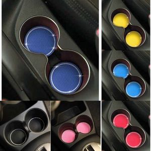 2024 2Pcs Car Water Cup Bottle Holder Anti-Slip Pad Mat Silica Gel Waterproof For Interior Decoration Car Styling Accessories