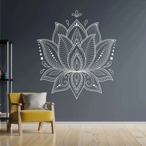 Stickers Beautiful Lotus Mandala Wall Decals Lotus Flower Zen Relax Om Meditation Room Decor Sticker Yoga Studio Mural Wallpaper G061