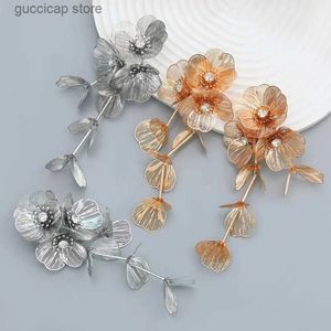 Charm 2 Paar Sets Vintage Gold Farbe Große Blumen Tropfen Ohrringe für Frauen Klassische Kristall Tropfen Ohrringe Aussage Böhmischer Schmuck Geschenk Y240328