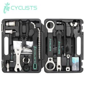 Boxes Cyclists Professional Bicycle Repair Tools 18 in 1 Cycling Multitool Chains Pedal Bb Wrench Hex Key Bike Tools Kit Box Set Bike
