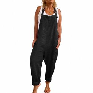 Cott Blend Plus Size Jumpsuit Frauen 2023 AutumnCasual Solid Overalls Bodysuits Übergroße breite Beinhosen Weibliche Kleidung Rompe P2Sk #