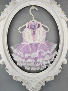 Dog Apparel Handmade Clothes Princess Dress Pet Supplies Fresh Purple Lace Sexy Tiered Skirt Breathable One Piece Party Holiday Poodle