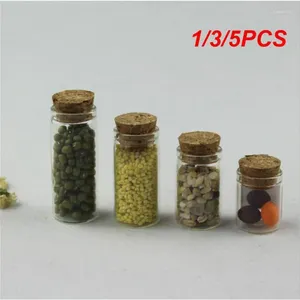 Garrafas de armazenamento 1/3 / 5PCS 2.5ml a 60ml Tubo de teste de vidro de laboratório de fundo plano com rolhas de cortiça seladas pode tanque