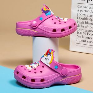 어린이 신발 소녀 막힘 귀여운 만화 플랫폼 캐주얼 샌들 어린이 디자이너 Kawai Summer Beach Water Slippers for Girl 240328