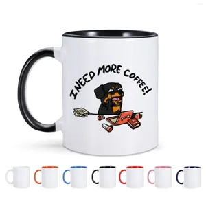 Canecas 11oz engraçado cão cerâmica caneca de café eu preciso de mais efeito de impressão chá leite copo multicolor para amigos colega de trabalho novetly presente