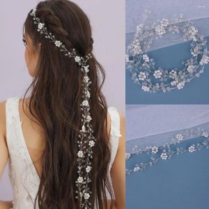 Hair Clips Crystal Vine Headband Luxury Pearl Rhinestone Hairband Tiara For Women Bridal Wedding Accessories Jewelry