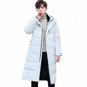 Inverno dos homens pato branco para baixo casacos com capuz na altura do joelho jaquetas masculino grosso quente fi overcaot para homens parkas JK-922 F5nK #