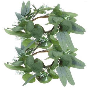 Decorative Flowers Wedding Simulated Garland Ring Eucalyptus Candles Centerpieces For Tables