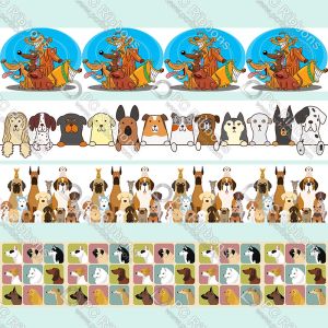 Accessoires Benutzerdefiniertes bedrucktes Ripsband mit niedlichem Cartoon-Hund und elastischen Druckbändern zum Selbermachen, Haar-Accessoires-Band, 50 Yards