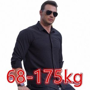 68-175kg Men's Lg Sleeve Shirt Casual Oversized Loose Shirt Plus Size Busin Shirt Big Size Male Tops k95i#