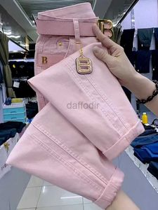 Dżinsy damskie wysokiej jakości różowe jeansy dla kobiet 2024 Nowa wiosna i jesień nowe luźne spodnie 24328