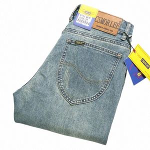 Spring Men Classic Busin Dżinsy proste zużycie Vintage Zabrane szczupły dżinsowe spodnie Fi swobodne spodnie Męskie ubranie C27T#