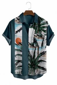 Nytt för män hawaiian skjortor kort ärm toppar cocut treeo grafik 3d skjorta fi streetwear 5xl sommarkläder män blus 99va#