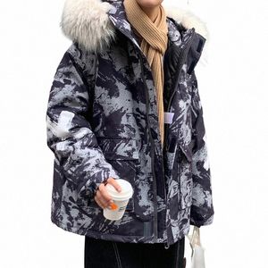 Mänkläder LG Sleeve Parka med avtagbar faux päls trimmad huva koreansk Stretwear Camoue Winter Coat Men S-XXL L5UJ#