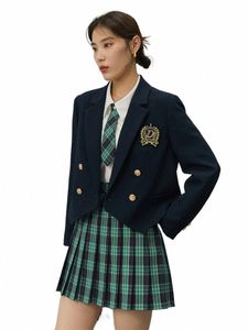 dushu British College Style Women Suit Jacket Autumn 2022 New Design Sweet Age-Reducing Short Coasts Female Out Wear Blazer m7KP#