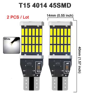 アップグレード2 PCS T15 W16W 906 922 LEDバルブキャンバスカーシグナルリバースパーキングバックアップランプスーパーブライトランプ12V/24V 7000Kホワイト4014 45SMD