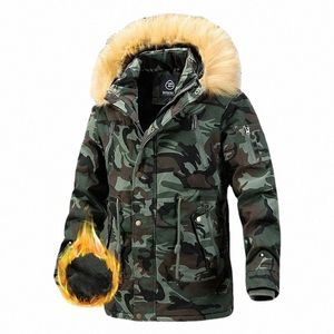 Outdoor Windpoof Warm Parkas Mens Winter Multi-Pocket Wear-Resistant Mid-;ength Cargo Jackets Chapéu destacável Fleece Bomber Coats 20wM #