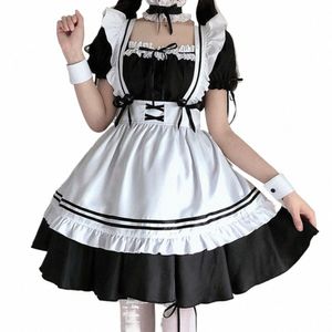 Women Maid Outfit Anime LG Dr Black and White Dres Japanese Sweet Lolita Dr Costume Cosplay Cafe Apr Party Costume K3ab#