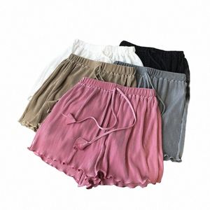 Cintura elástica alta rua casual solto shorts feminino praia festa roupas plissado shorts feminino verão doce cor shorts tamanho grande n9Pu #