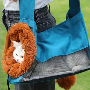 Kedi Taşıyıcıları Sevimli Aslan Şeklinde Evcil Hayvan Tuval Omuz Çantası Taşınabilir Taşıyıcı Küçük Hayvanlar Sarf Malzemeleri
