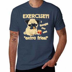 Ekstra Fries T-Shirt T-Shirts ile Yeni Pug Adam Büyük Boy T-Shirt Sade T Shirt Erkekler E2ix#