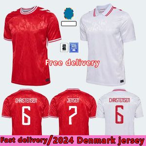 Футбольные майки Дании 2024 года ERIKSEN HOME RED AWAY WHITE 24 25 BRAITHWAITE CHRISTENSEN HOJBJERG SKOV OLSEN DOLBERG футбольные майки