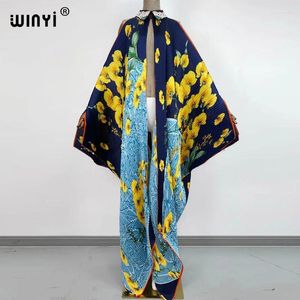 Casual Dresses WINYI Sukienka Fashion Summer Kimono Dress Africa Free Size Women's Crumple Floral Printed Elegant Vacation Loose