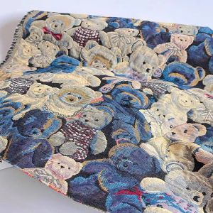 Fabric 1.5m*0.5m Blue Bear Ins Wind Thickened Cartoon Jacquard Profile Spring And Autumn Coat Clothing For Sewing Fabrics Per Meter