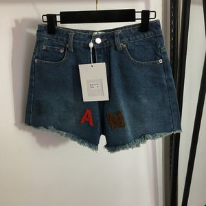 Letras coloridas jeans férias casual jean calças moda denim personalidade de luxo calça curta designer jeans