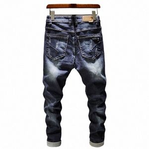 män jeans mager stretch ons casual solid 2022 våren höst sommar män denim jeans slim retro rak manlig kvalitet 60DL#