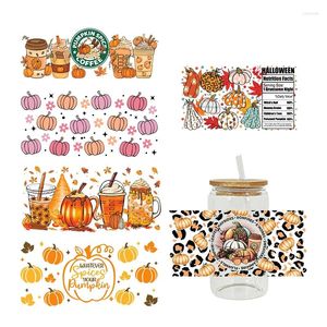 Window Stickers Autumn Fall THEME 3D UV DTF Transfer Sticker For The 16oz Libbey Glasses Wraps Cup Can DIY Waterproof D2769