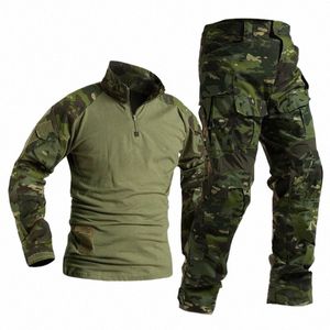 g3 Tactical Camoue Define Men Outdoor Wear-resistente À Prova D 'Água Múltiplos Bolsos Camisas de Combate Militar + Calças Carga Ternos Masculinos E6DK #