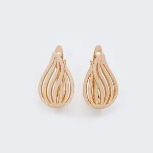 Dangle Earrings Cute Small 585 Rose Gold Glossy Hollow Unusual Drop Women Engagement Party Gift Fine Simple Fashion Jewelry