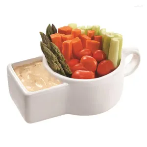 Mugs Soup Bowls With Cracker Holder Microwave Safe Ceramic Mug Cereal Bowl Portable Kitchen Gadgets Veggie Snack & Dip Cup Coffee