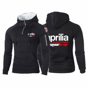 2023 Wiosenna jesień mężczyzn Mężczyzn Aprilia Racing RSV4 Drukuj Fi Slim Half Zipper Solid Color Turtleck Fitn Pullover Bluzy D0VA#